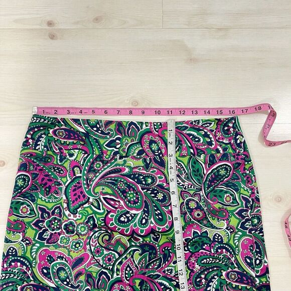 Talbots Petite Skirt Size 12P Pink Paisley Fully Lined 100% Cotton Colorful - Picture 3 of 10